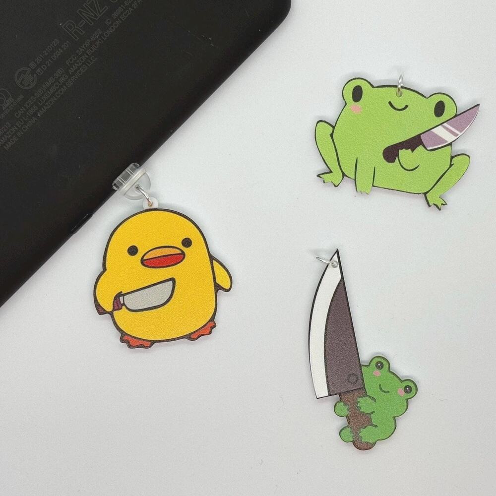 Quirky Kindle Charms – Frog, Duck, and Frog-on-a-Knife Designs Select 1 Charm 0